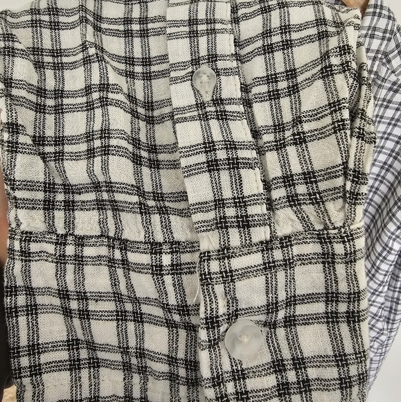 Saks Fifth Avenue Men's Linen Blend Black White Plaid Button Down Shirt Size XXL - Picture 4 of 8